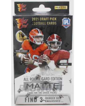2021 Wild Card MATTE Black/White Football Hanger Pack 20 Box Lot
