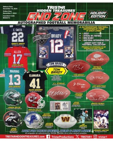 2024 Tristar Hidden Treasures End Zone Autographed Football Memorabilia Holiday Edition Case