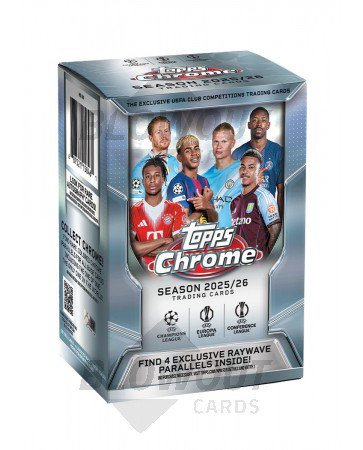 2025/26 Topps UEFA Club Competitions Chrome Soccer Blaster 40 Box Case