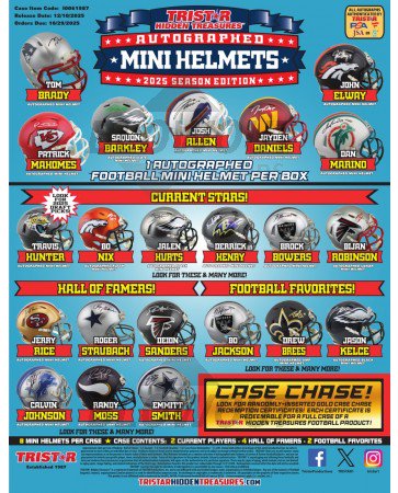 2025 Tristar Hidden Treasures Autographed Football Mini Helmet 2025 Edition Series 2 Box