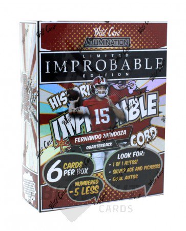 2025 Wild Card Alumination Fernando Mendoza Comix Improbable Football Hobby Box