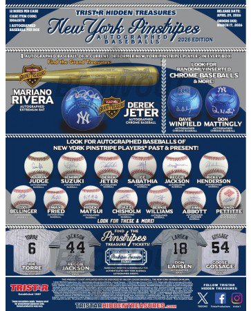 2026 Tristar Hidden Treasures New York Pinstripes Autographed Baseball Box