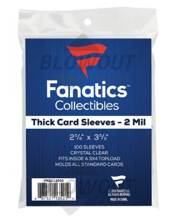 Fanatics 2 Mil Thick Card Sleeves - 100 Count - 100 Pack Case