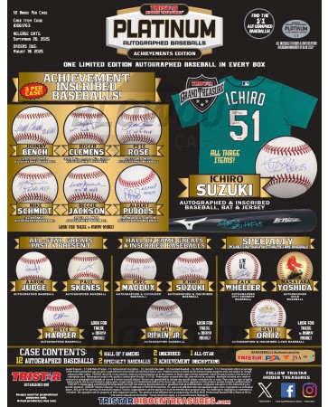 2025 Tristar Hidden Treasures Platinum Autographed Baseball Achievements Edition 12 Box Case