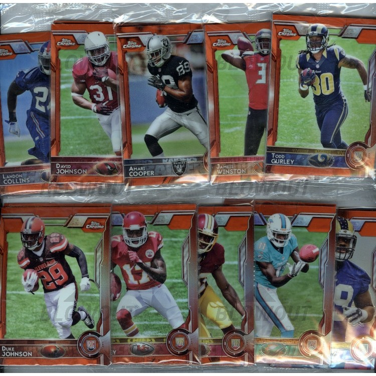 2015 Topps Chrome Football Orange Parallel 10 Pack Lot