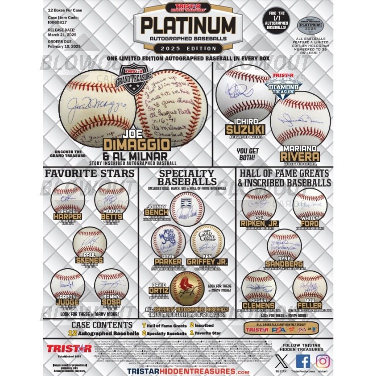 2025 Tristar Autographed Baseball Platinum Edition Box