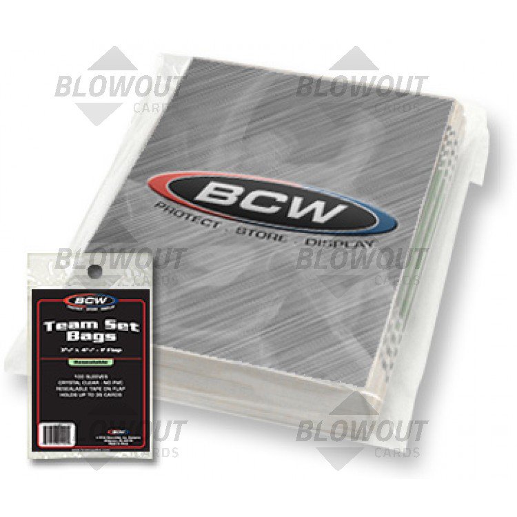 TEAM SET BAGS FOR TRADING CARDS 200 CLEAR RESEALABLE BAGS 3 3/8 x 4 x 1 1/8 NEW 