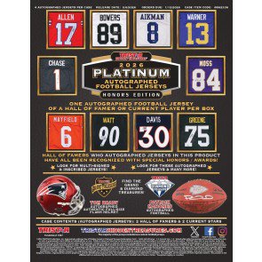 2026 Tristar Hidden Treasures Autographed Football Jerseys Platinum Honors Edition Box
