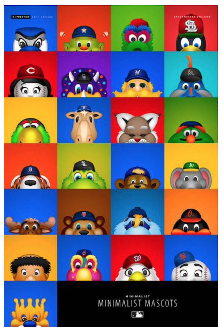 Detroit Tigers Paws Minimalist MLB Mascots Collection 12 x 12 Fine Art  Print by artist S. Preston