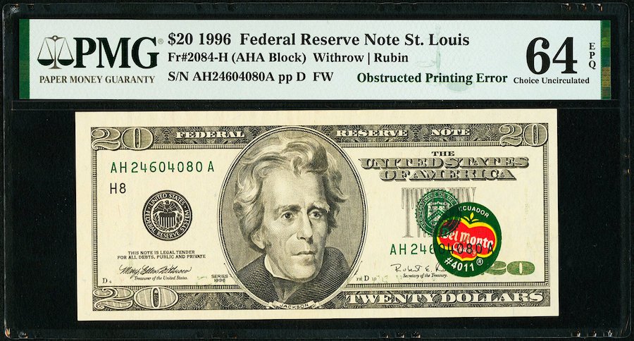 This $20 Bill With A Del Monte Sticker On It Is Selling For More