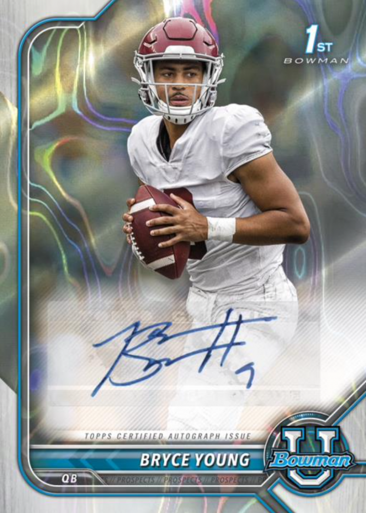 First Buzz 2022 Bowman University football cards / Blowout Buzz